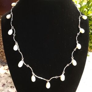 Chic Silver and Cream Drop Necklace